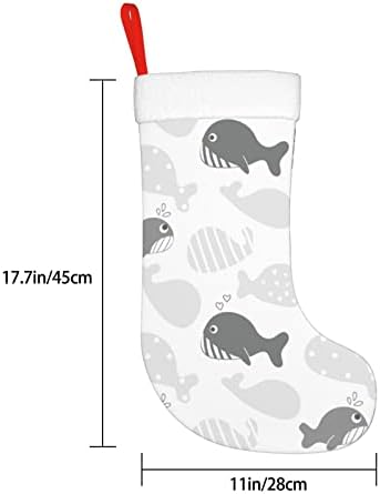 Božićne čarape slatka crtana kitova siva dvostrana kamina viseći čarape