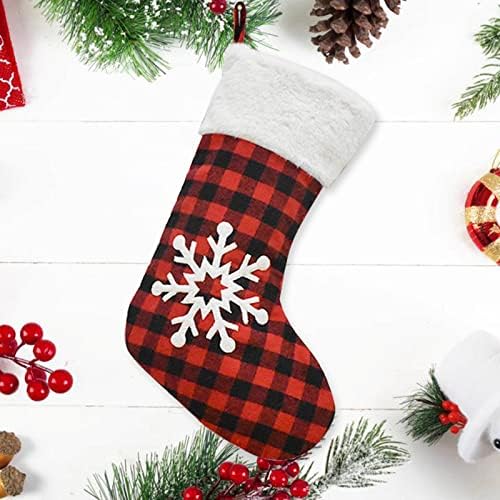 Božić čarape ukras zalihe božićno drvo pahuljica uzorak crna crvena Božić čarape Dječija torba Candy Bag Božić