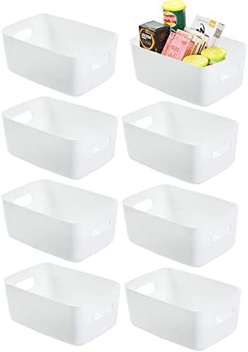 Bijele plastične korpe za odlaganje 8 pakovanja, male korpe za ostavu za organizovanje, kante za korpe za organizatore za police, organizator i ostava za kupatila, spavaće sobe, kuhinje