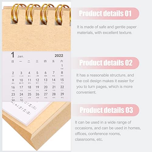 Toyandona Home Decor Decor Calandar 1pcs Desk kalendar 2022, mini stojeći Flip Desk kalendar 2022 Desktop