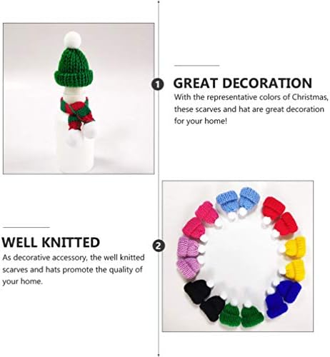 ABOOFAN 20kom Božić Mini Knit šešir i šal Art DIY zanat pletenje dekoracije lutka Odjeća dodatak biljke ukrasi za Božić zalihe