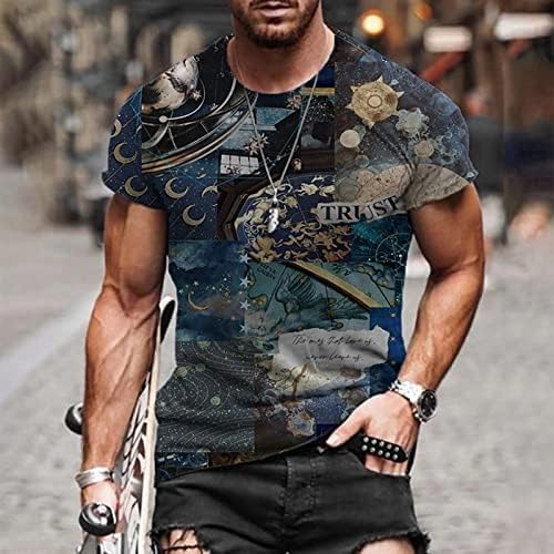 Beuu Mens vojnik kratki rukav Summer Street 3D grafički ispis T majica Crew vrat atletski mišići Ležerni tee vrhovi