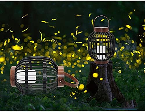 WSZJJ Prijenosni solarni željezo Solarni lampioni Prijenosni dilon okrugli oblik šuplji vrtna stolna svjetiljka
