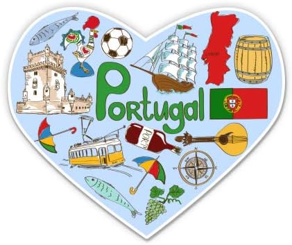 Squiddy Portugal Zemlja Srca Travel - Vinil naljepnica za naljepnicu za telefon, laptop, boca vode