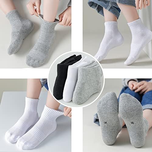 Marchare Boys Bijele čarape Djevojke Atletičke jastučne čarape Pamučne čarape za gležnjeve 5-14 godina