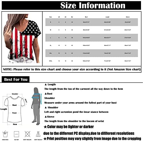 ZEFOTIM WOMENS 4. jula majica 2023. kratki rukav V izrez Ležerne ljetne trendi američke zastave