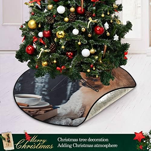 Jiuchuan božićno stablo mat vodootporni pomeranski pas zamotao pokrivač s boksom Knjige stablo