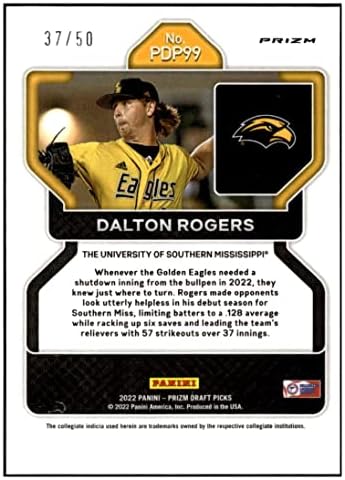 Dalton Rogers RC 2022 Panini Prizm Nacrt Picks / 50 Neon Narančasta 99 Rookie NM + -MT + MLB bejzbol