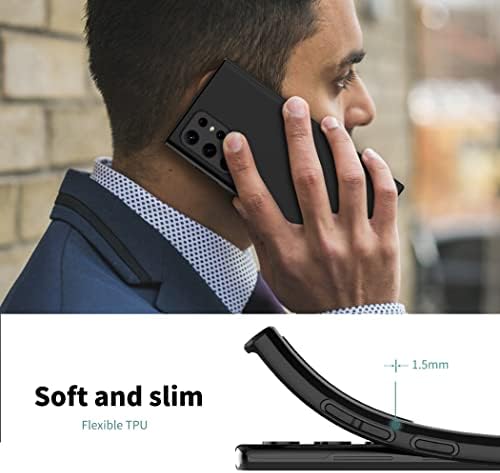 CACOE tanka futrola za Samsung Galaxy S22 Ultra 5G 6,8 inča, tanke mat crne TPU futrole za telefon