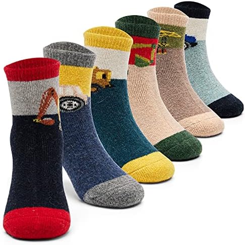 Dječaci vunene čarape Dječje debele zimske čarape Termalne čarape za posade za dječake 6 parova