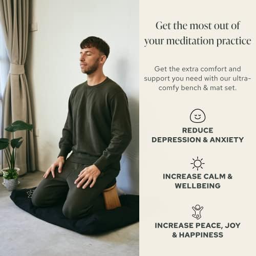 Mindful & amp; moderna bambusova klupa i Zabuton meditacijska mat Bundle-mala klupa za meditaciju