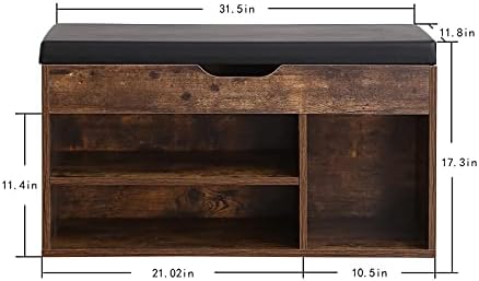 Tinsawood stolovi za spremište za skladištenje sa jastukom, 3-ravni otvor za ulazak cipela Otvoreni odjeljak za cipele i čizme, retro smeđa