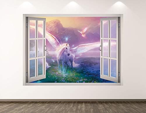 Zapadna planinska jednoromana Zidna naljepnica Umjetnički dekor 3D prozor Mythička naljepnica Muralna dječja soba Custom poklon BL30
