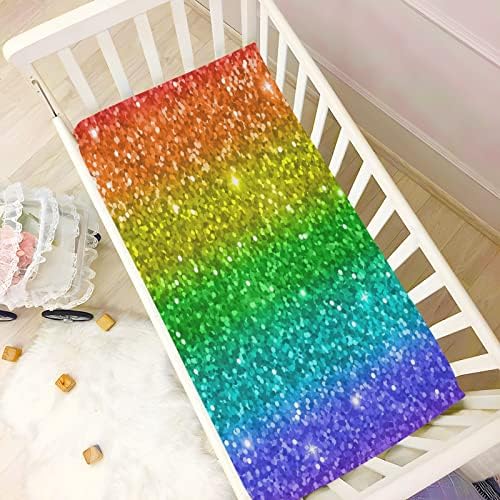 Playard lim, Rainbow Glitter Crib list za standardne madrace krevetića i mališana, 28x52 inča 2045182