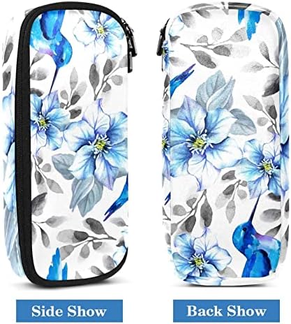 Mala šminkarska torba, patentno torbica Travel Cosmetic organizator za žene i djevojke, vintage plave cvijeće Hummingbird cvjetni