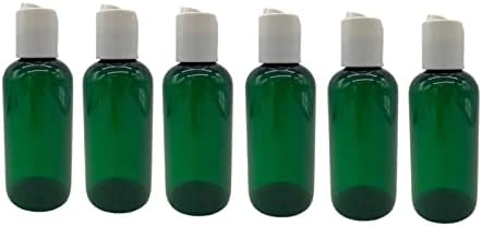 Prirodne farme 4 oz Green Boston BPA Besplatne boce - 6 pakovanja Prazna kontejneri za ponovno punjenje - Esencijalni ulji proizvodi za čišćenje - Aromaterapija | Glatki bijeli disk - izrađen u SAD-u