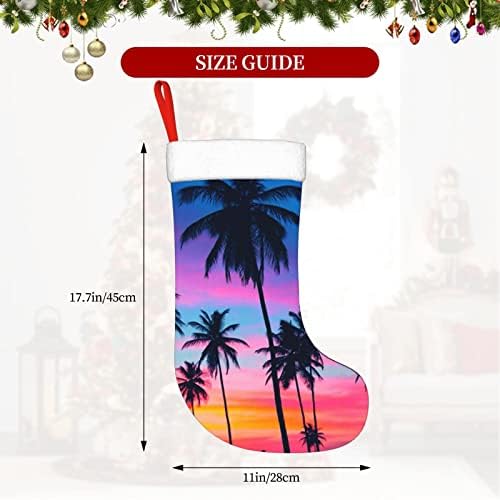 Waymay palm Tree Sunset Božićne čarape 18 inča Xmas Viseći čarape klasične čarape za odmor