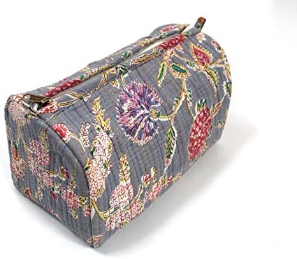 Set od 3 komada indijska pamučna cvjetna tiska za toaletna torba, putne torba, šminkajte torbicu, prekrivena torba