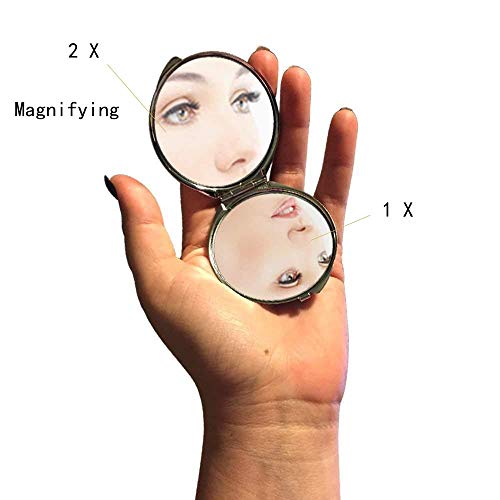 Ogledalo, putno ogledalo, bas riblje teme džepnog ogledala, prenosivo ogledalo 1 x 2x uvećavajuće