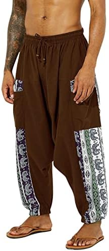 Miashui Little L Muške retro etničke casual pantalone ispisane knickerbockers chinos hlače muškarci