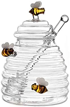 ikasus Honey tegle med jelo sa Dipper i poklopac ukras kristalno jasno veliki stakleni Jar med lonac meda