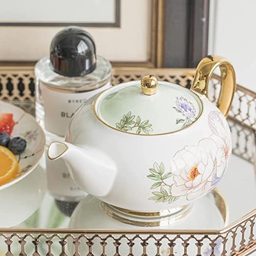Ouhgns 5 komada Bijela britanska kost Kina Tea setovi za čaj, keramički čaj set Porcelanski servis
