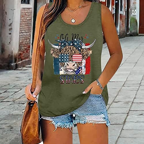 ZDFER tenkovi za žene Dan nezavisnosti Ispiši Thirts Summer Casual bez rukava bluza za bluze, majice 4. jula