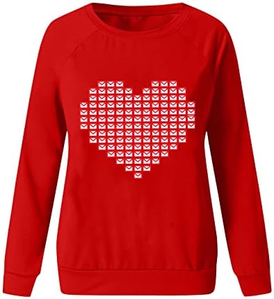 Jjhaevdy Womens Cute Love Heart Print Tops Happy Valentinovo košulje Grafički pulover Valentine Tops