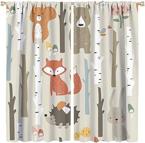 Gy Crtani prostor zastoj za zastori za dječaka kućni dekor, šumska crtana životinjska djeca lisica
