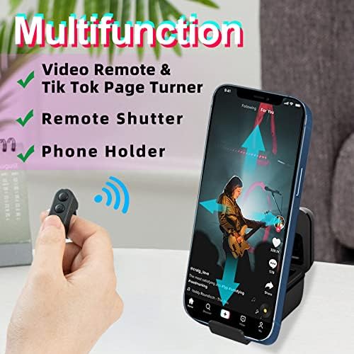 Nadogradite Tik Tok Bluetooth daljinsko upravljanje stranica Turner-TUZTUALA 3 u 1 funkcija prsten za pomicanje Video zapisa i zatvarača kamere daljinski i držač telefona-kompatibilan sa iPhoneom iPad Android mobilni telefon