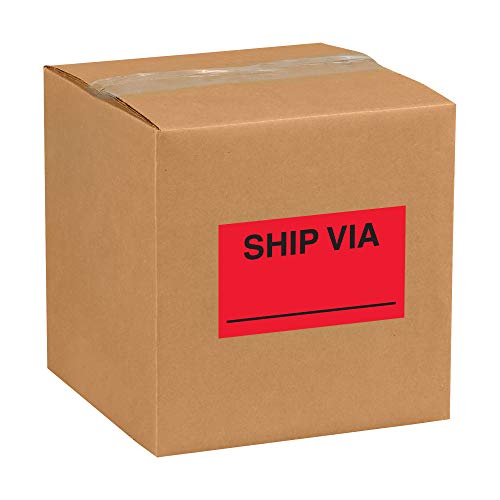 Aviditi Tape Logic 3 x 5, Ship Via fluorescentno Crvena naljepnica, za otpremu, rukovanje, pakovanje