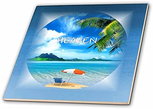 3drose slika ljetne plaže sa palminim okeanom i planinom kaže nebo-pločice