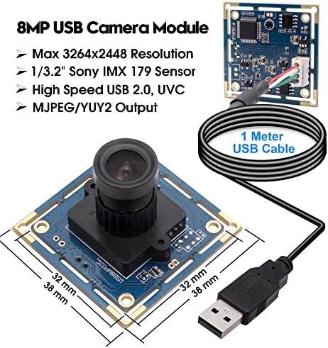 SVPRO 8MP USB modul kamere IMX179 senzor širokougaona kamera kamera za mašinski vid Micro UVC kamera sa 3.3 ft/1M