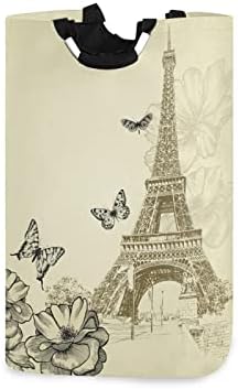 Vintage Eiffelov toranj i ruže Veš rublja Sklopiva velika odjeća zamršeči za skladištenje rasadnika s ručkom