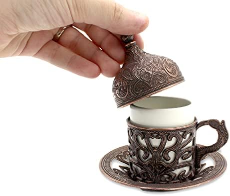 Moonshield 2 kom bakrena boja klasična antikva izgled turske šalice kafe - 2,1 oz / 56 ml