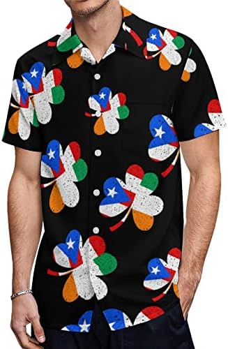 Portoriko irski Shamrock muške košulje kratki rukav dugme Down bluza Casual Tee Top košulje na plaži sa džepom