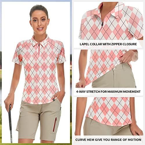 Soneven ženski kratki rukav na golf košulju vlage Wicking Athletic Golf polo majice Teniske košulje suho fit