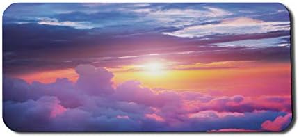 Ambesonne pejzažna računarska jastuk, zalazak sunca s nebom i oblacima sa živim bojama i sjenkim ispisati, pravokutni