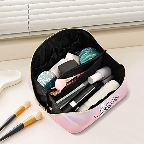 Sinestour Pink Gradient personalizirana torba za šminkanje prilagođene kozmetičke torbe za žene putne torbe za šminkanje za žene kozmetička torba Organizator torbica za šminkanje toaletna torba za kozmetiku toaletne potrepštine Travel Daily Use