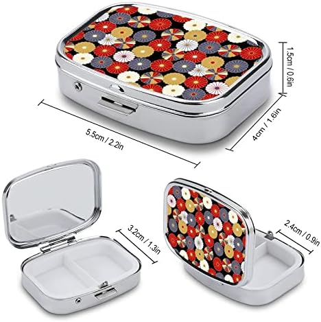 Kutija za pilule Japansko cvijeće uzorak kvadratnog oblika futrola za tablete za lijekove Prijenosna