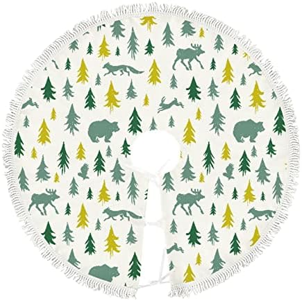Xollar Xmas Tree suknje velike 48 Šumski lisički medvjedi sova, unutarnji božićni ukrasi stablo prostirke