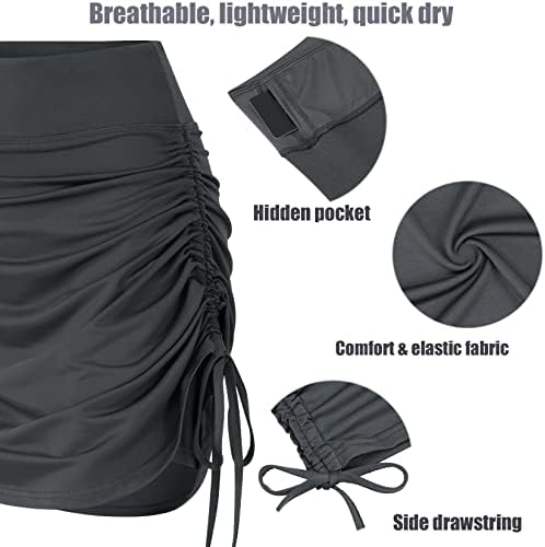 Kojooin ženska dužina koljena suknje tenis skrots atletski golf strijezeći tekući suknje 20 sa ugrađenim džepovima