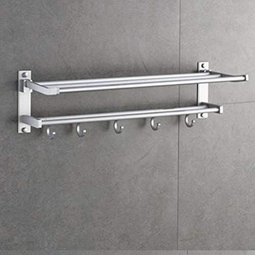 Slsfjlkj kupaonica ručnik za ručnik, sklopivi dvostruki nosač ručnika, zidni stalak za aluminijski