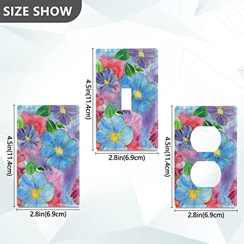 Yyzzh Prilično cvjetni akautor kravata batik cvjetni shibori Ispis Neied Outlet Cover Switch ploča 2.9 x 4,6 svijetli