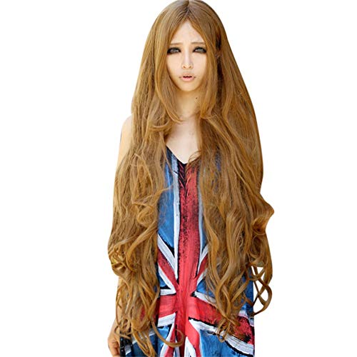 VKVWIV teta Hair Proizvodi za djevojčice perika kosa prirodna 100cm zabava Sintetička modna perika duga kovrčava