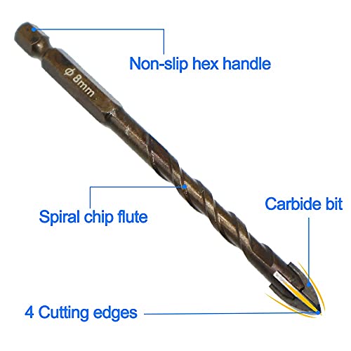 SDFGH 3-12mm Cross Hex crijep burgije Set za staklokeramičke rupe otvarač rupa od cigle tvrda legura trougao Bit alat