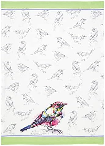 Enesco Izzy i Oliver akvareli Abby Diamond Magenta Bird krpa za čaj, 19,3 x 27 inča, višebojna