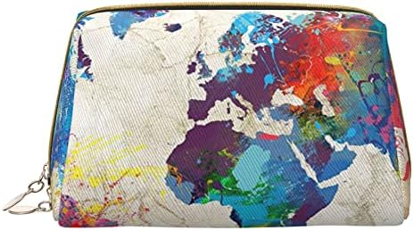 Vucemi Sažetak karte za kozmetičko vrećicu sa svjetskom kartom, kožom prijenosna kozmetička torba, putni višenamjenski