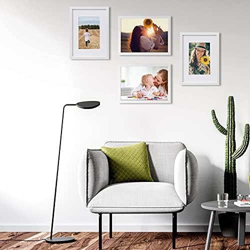 Kinlink A4 okviri za slike bijeli, okviri za fotografije sa pravim staklom za 6x8 sliku sa prostirkom ili A4 slike bez prostirke, Set od 6