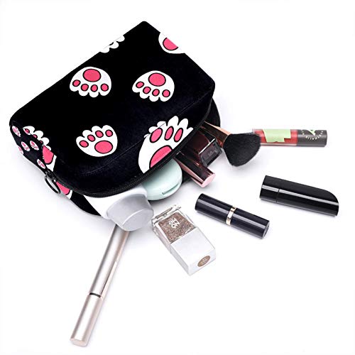 Slatka Cat Claw Paw Crna pozadina Kozmetička torba za putničku torbu Veliki kapacitet za višekratnu upotrebu